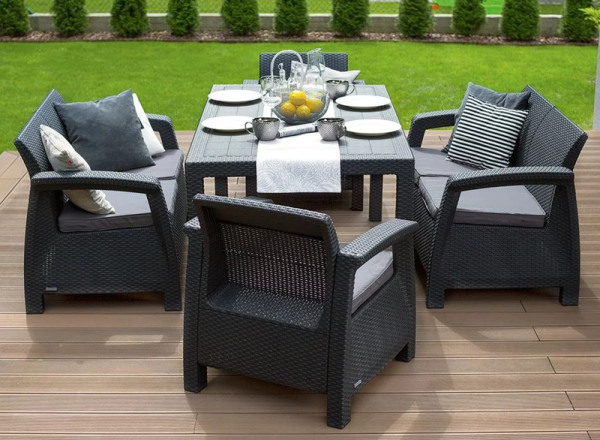 Комплект мебели из искусственного ротанга Corfu Fiesta, графитовый [223216]