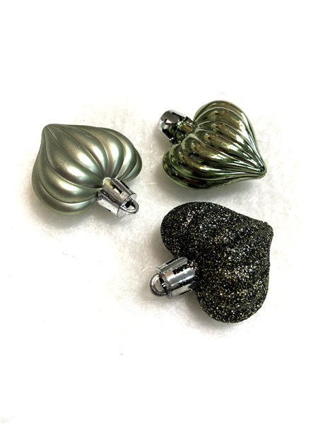 Набор елочных игрушек "Сердечко Бурре" 4.5см зеленый, 12 шт