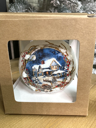 Шар елочный стекл. декупаж 10 см, [DQ6]