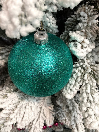 Шары пластиковые, парча бирюзовый В30 Шары пластиковые, парча бирюзовый