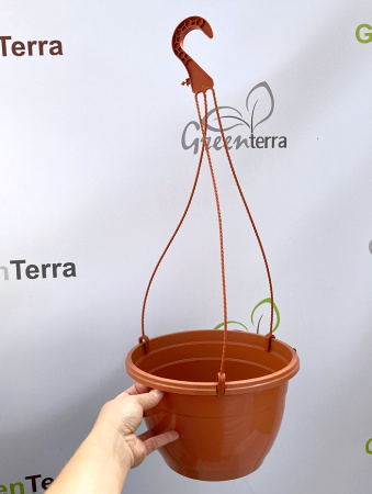 Кашпо подвесное, терракотовое, ø 25см, высота 15см, объём 5л.