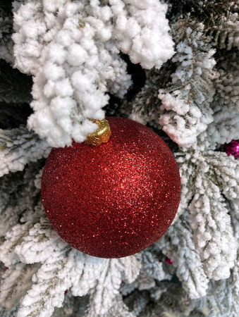 Шары пластиковые, парча красный