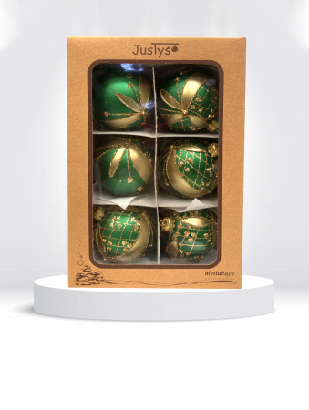 Набор шаров пластик. декор №6 разные цвета, 6см / 8см / 10см Шар пластиковый декорированный