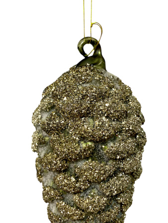 Игрушка елочная стекл. Шишка 14см [66143]