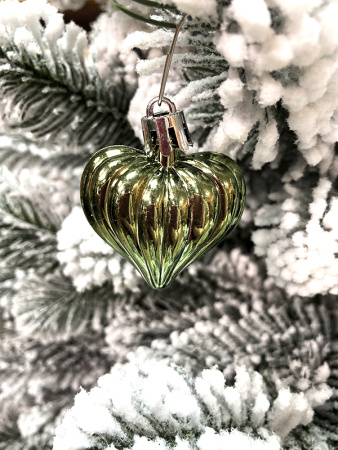 Набор стекл. елочных игрушек "Сердечко Бурре" 4.5см зеленый, 12 шт