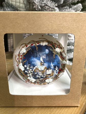 Шар елочный стекл. декупаж 10 см, [DQ6]