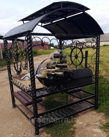 Кованый мангал-беседка с крышей "Фрегат"