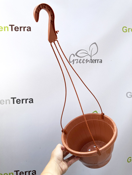 Кашпо подвесное, терракотовое, ø 23см, высота 14см, объём 3.7л.