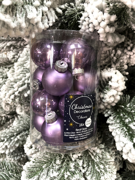 Набор стекл. шаров 3.5 см лавандовый mix, 16 шт [010716]