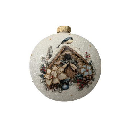 Шар елочный стекл. декупаж 12 см, [DQ4]