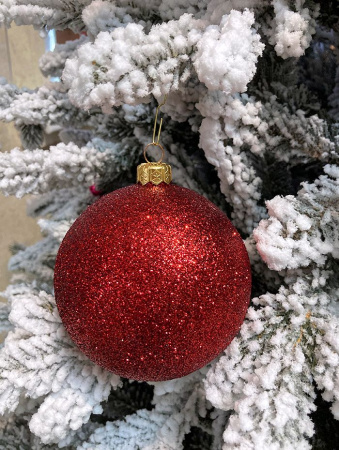 Шары пластиковые, парча красный