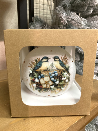 Шар елочный стекл. декупаж 12 см, [DQ4]