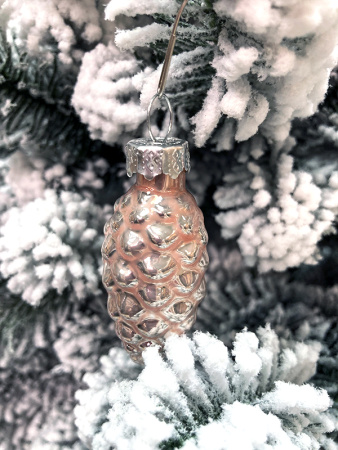 Набор стекл. елочных игрушек "Шишки" 6 см розовый бутон mix, 12 шт