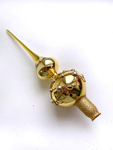 Стеклянная верхушка "Золотые блики" Верхушка стеклянная на елку, декорированная "Золотые блики"