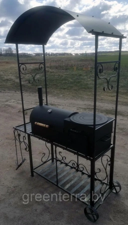 Кованый мангал-гриль с крышей "Алькасар"
