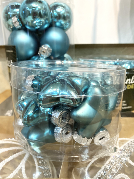 Набор стекл. елочных игрушек "Звезды" 4.5 см бирюзовый mix, 12 шт
