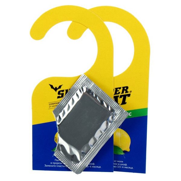 Пластины от моли "Super Bat" с запахом цитруса 9 пластин + 2 крючка