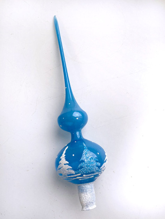 Верхушка стеклянная на елку, декорированная