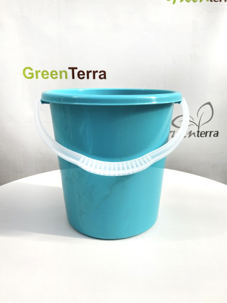 Ведро пластиковое с ручкой 10л, сине-бирюзовое