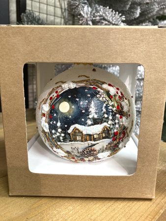 Шар елочный стекл. декупаж 10 см, [DQ6]