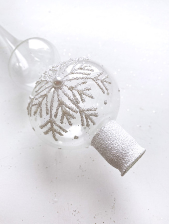 Верхушка стеклянная на елку, декорированная