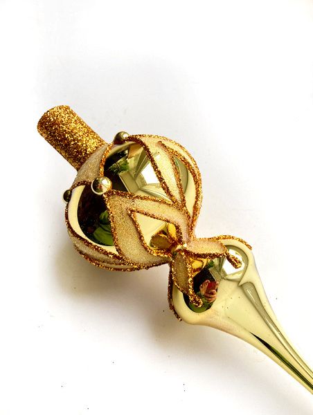 Стеклянная верхушка "Золотая лилия" Верхушка стеклянная на елку, декорированная "Золотая лилия"