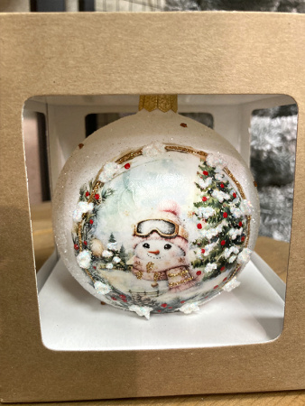 Шар елочный стекл. декупаж 10 см, [DQ3]