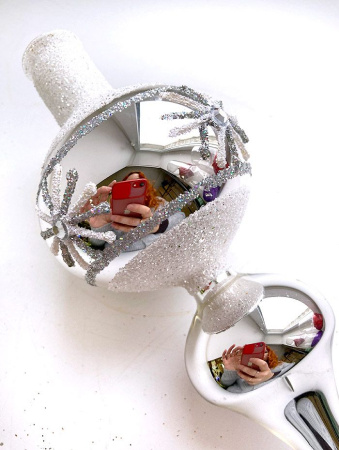 Верхушка стеклянная на елку, декорированная