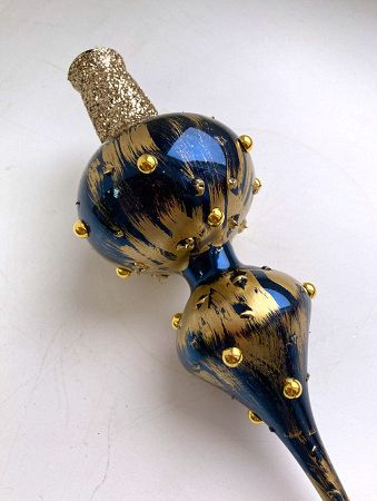 Верхушка стеклянная на елку, декорированная