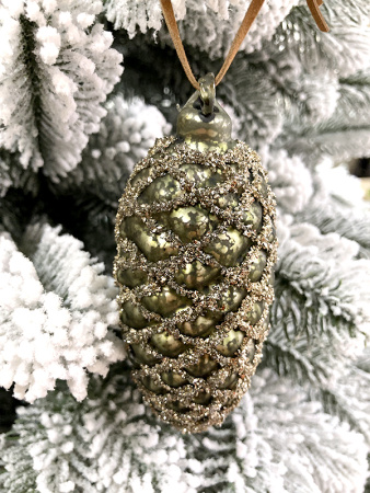 Игрушка елочная стекл. Шишка 10см [67221]