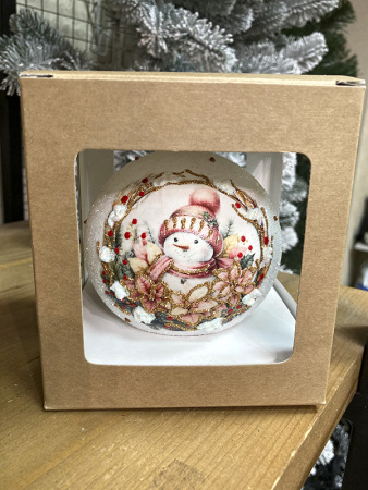 Шар елочный стекл. декупаж 10 см, [DQ3]