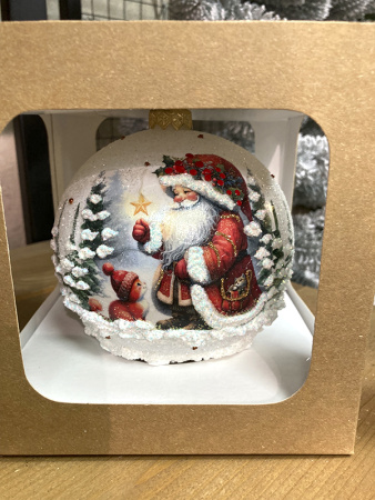 Шар елочный стекл. декупаж 12 см, [DQ5]