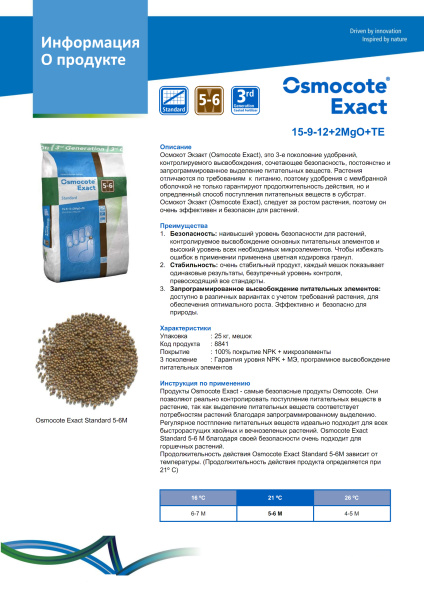 Удобрение минеральное пролонгированное Osmocote Exact (5-6 месяца)