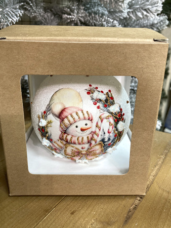 Шар елочный стекл. декупаж 10 см, [DQ3]