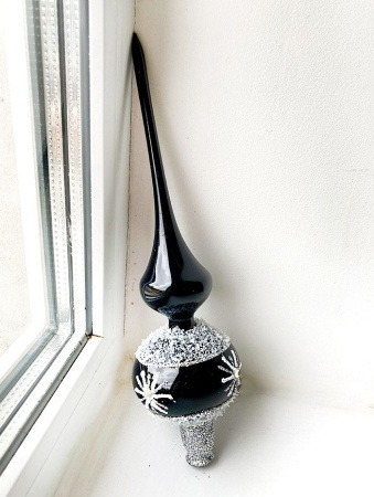 Верхушка стеклянная на елку, декорированная