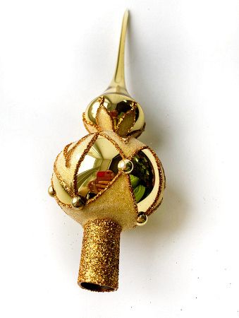 Верхушка стеклянная на елку, декорированная