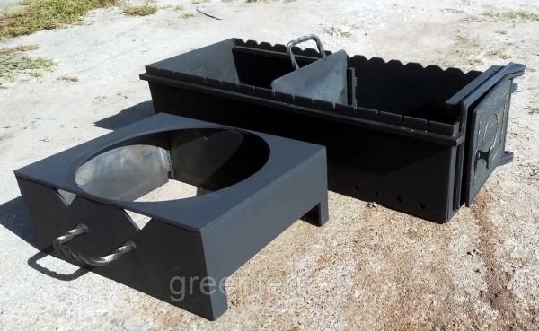 Жаровня 80х30х17см (5см) с надставкой под казан Жаровня 80х30х20см (5см) с надставкой под казан