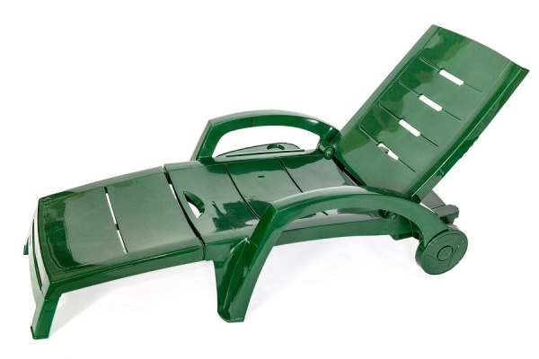 Шезлонг-лежак складной на колесах, цвет тёмно-зелёный [150-0008] (уценка)