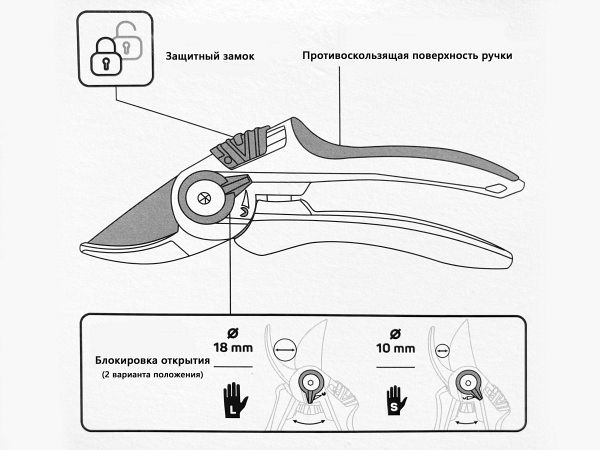 Секатор Cellfast ERGO с регулировкой радиуса
