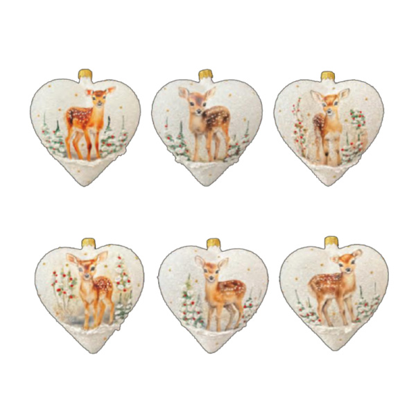 Игрушка елочная стекл. "Сердце" декупаж 12см [DQ7]