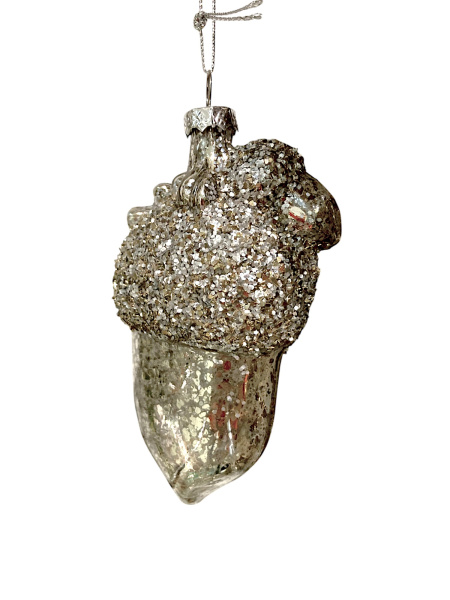 Игрушка елочная стекл. Желудь 11см [65698]