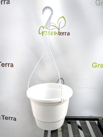 Кашпо Лира подвесное с дренажной вставкой, белое, ø 27см, высота 20.4см, объём 7л. [IK-7]