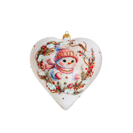 Игрушка елочная стекл. "Сердце" декупаж 12см [DQ8]