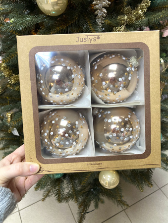 Набор шаров пластик. декор №8 разные цвета, 6см / 8см / 10см Шар пластиковый декорированный