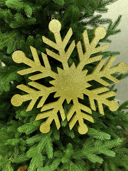 Украшение для больших ёлок снежинка "Снежинка Резная" 40см, парча золото