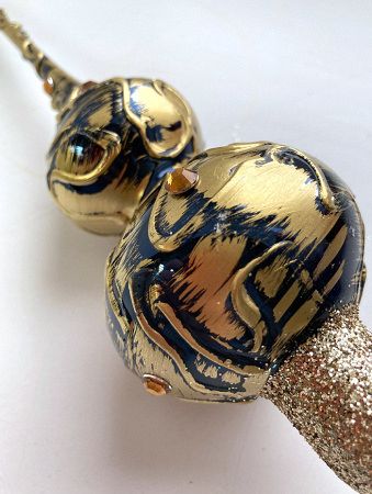 Верхушка стеклянная на елку, декорированная