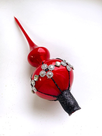 Верхушка стеклянная на елку, декорированная