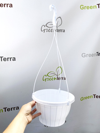 Кашпо подвесное, белое, ø 23см, высота 14см, объём 3.7л.