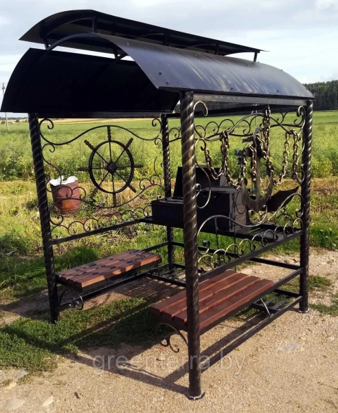 Кованый мангал-беседка с крышей "Фрегат"