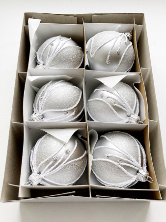 Набор шаров пластик. декор №5 разные цвета, 6см / 8см / 10см Шар пластиковый декорированный